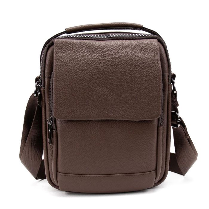 Месенджер шкіряний з ручкою Tiding Bag A25F-FL-9747C коричневий