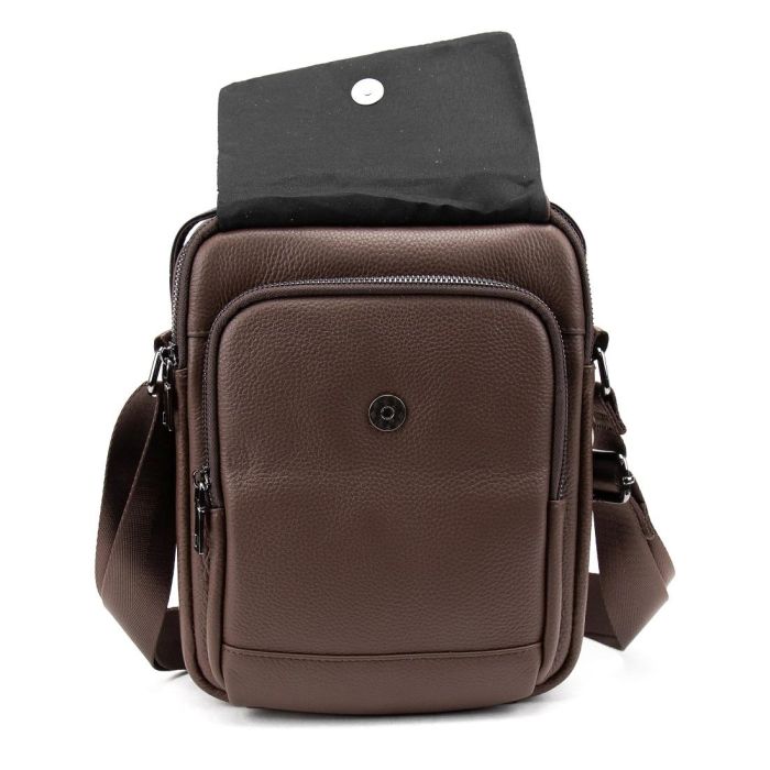 Месенджер шкіряний з ручкою Tiding Bag A25F-FL-9747C коричневий