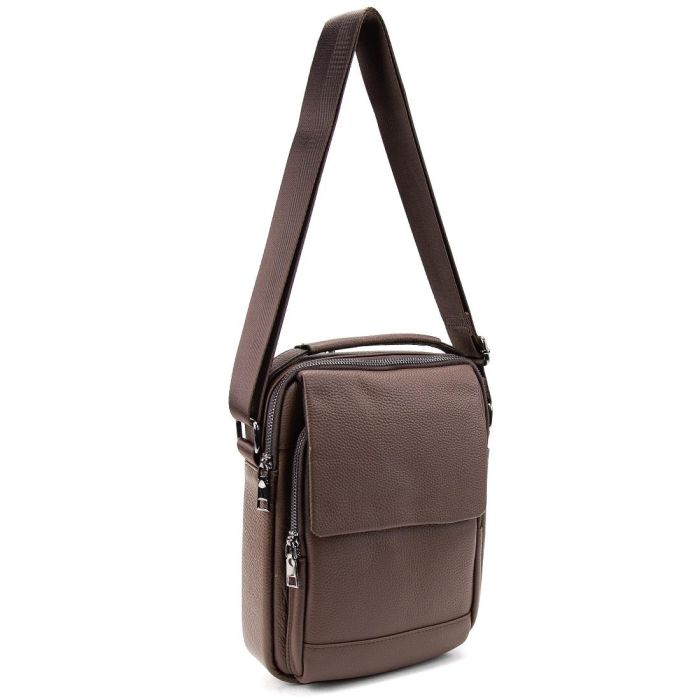 Месенджер шкіряний з ручкою Tiding Bag A25F-FL-9747C коричневий