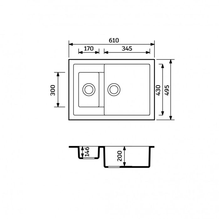 Кухонная мойка Adamant DUPLEX terra-cotta 610x495x200 мм, с дополнительной чашей