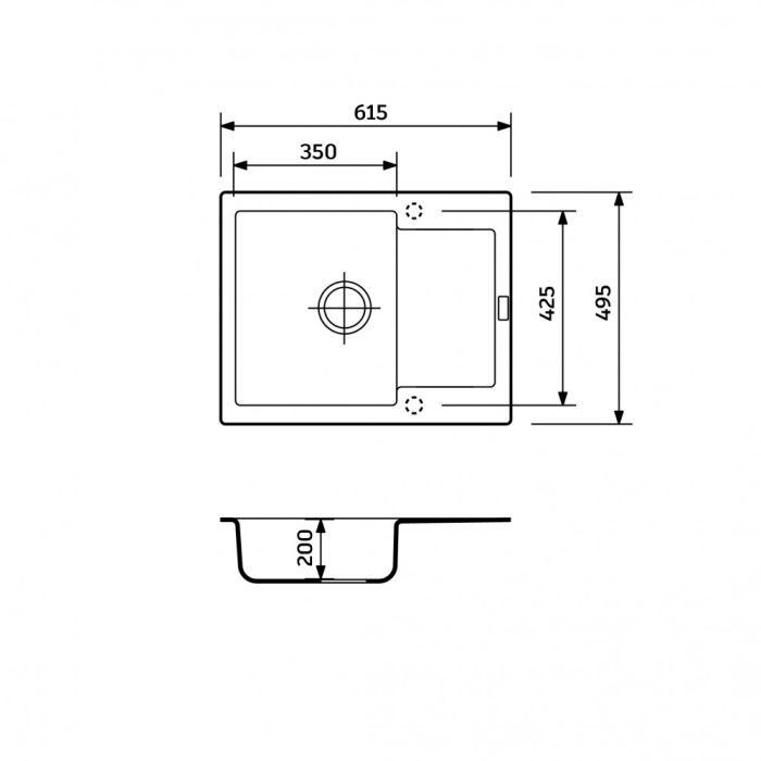 Кухонна мийка Adamant MINIMAL avena 615x495x200 мм, з крилом