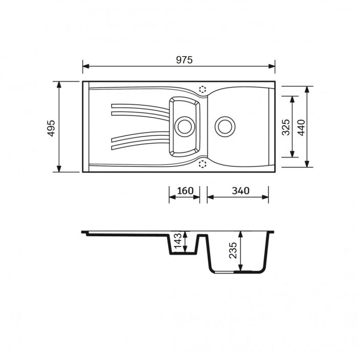 Кухонна мийка Adamant NEW LINE PLUS avena 975x495x235 мм, з крилом