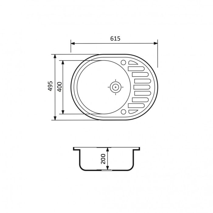 Кухонна мийка Adamant OVUM old stone 615x495x200 мм, з крилом