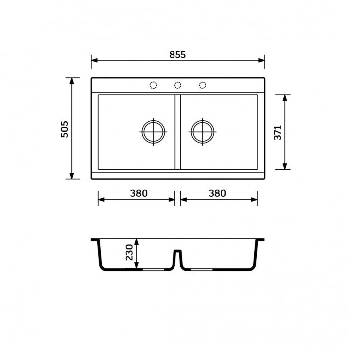 Кухонна мийка Adamant SIMILAR графіт 885x505x230 мм, 2 повнорозмірні чаші