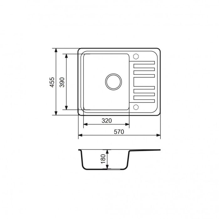 Кухонная мойка Adamant SMALL ivory 570x455x180 мм, с крылом