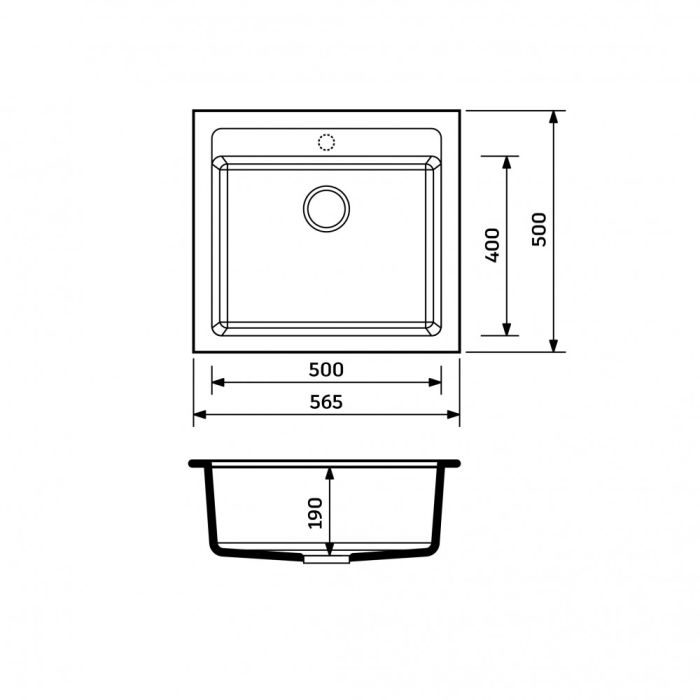 Кухонная мойка Adamant STEP terra 565x500x190 мм, без крыла