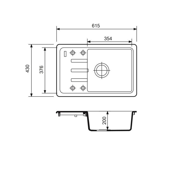 Кухонна мийка Adamant SLIM графіт 615x430x200 мм, з крилом