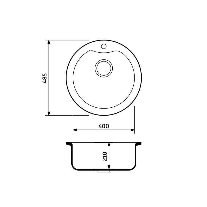 Кухонна мийка Adamant WAVE сахара d 485x210 мм, без крила