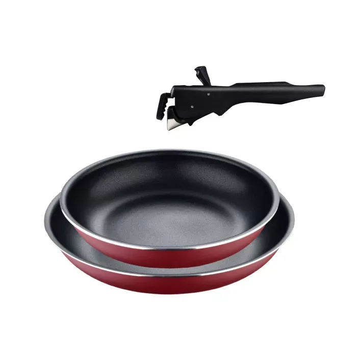 Набір сковорідок зі знімною ручкою Bergner Click & cook 22/26 см червоний (BG-31605-RD)