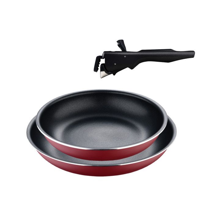 Набір сковорідок зі знімною ручкою Bergner Click & cook 22/26 см червоний (BG-31605-RD)