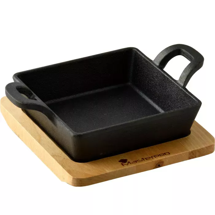 Чавунна мініформа з сервер. дошкою MasterPro Foodies cook&share, 12,6x18,5 см (BGMP-3805-EM)