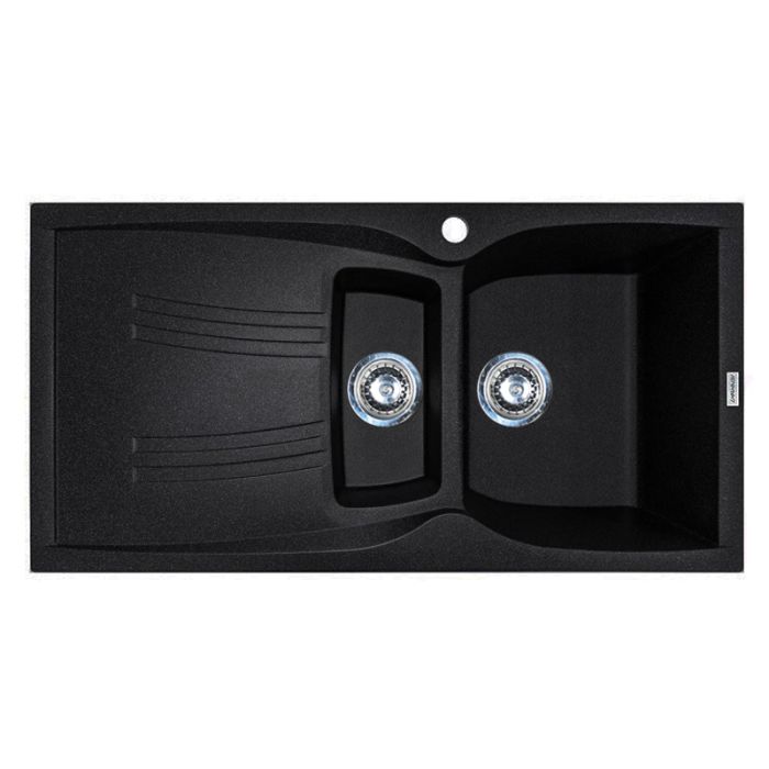 Кухонна мийка Adamant NEW LINE PLUS чорний металік 975x495x235 мм, з крилом
