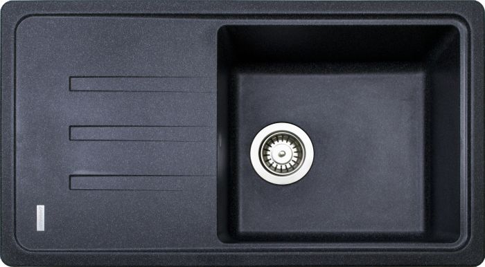 Кухонна мийка Adamant SLIM LONG чорний металік 780x435x200 мм, з крилом