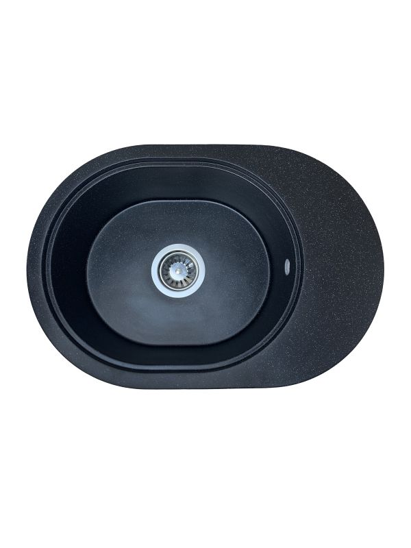 Кухонна мийка Adamant OVALE чорна 610x420x180 мм, з крилом