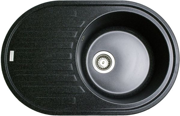 Кухонна мийка Adamant ELLIPSIS чорна 765x495x200 мм, з крилом