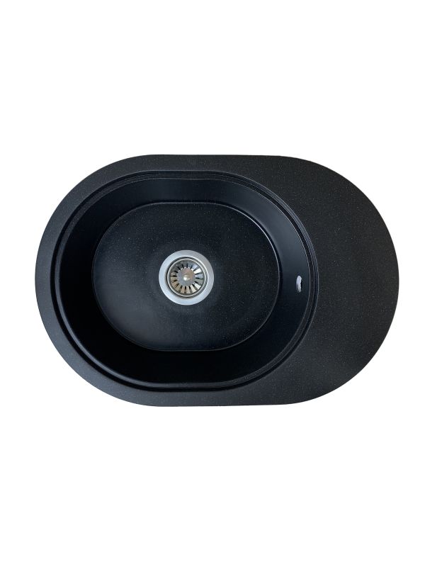 Кухонна мийка Adamant OVALE чорний металік 610x420x180 мм, з крилом