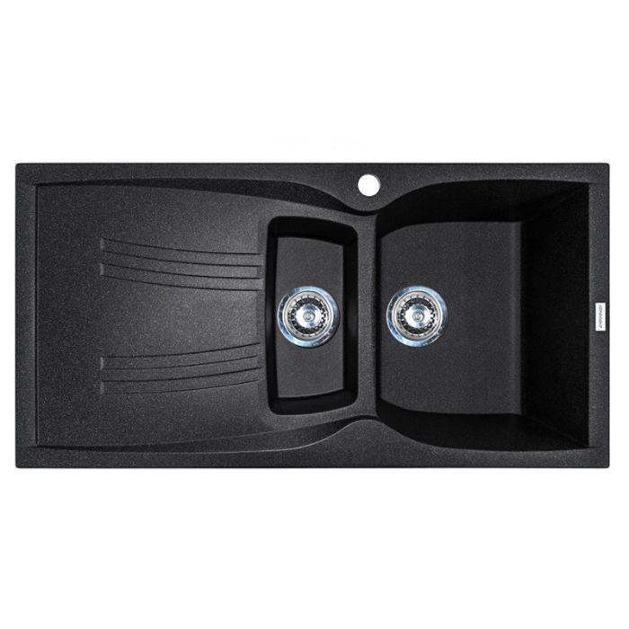 Кухонна мийка Adamant NEW LINE PLUS чорна 975x495x235 мм, з крилом