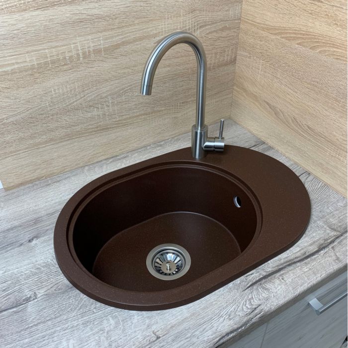 Кухонная мойка Adamant OVALE коричневая 610x420x180 мм, с крылом