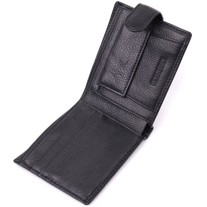 Гаманець для чоловіків зручного розміру з натуральної шкіри ST Leather 22463 чорний