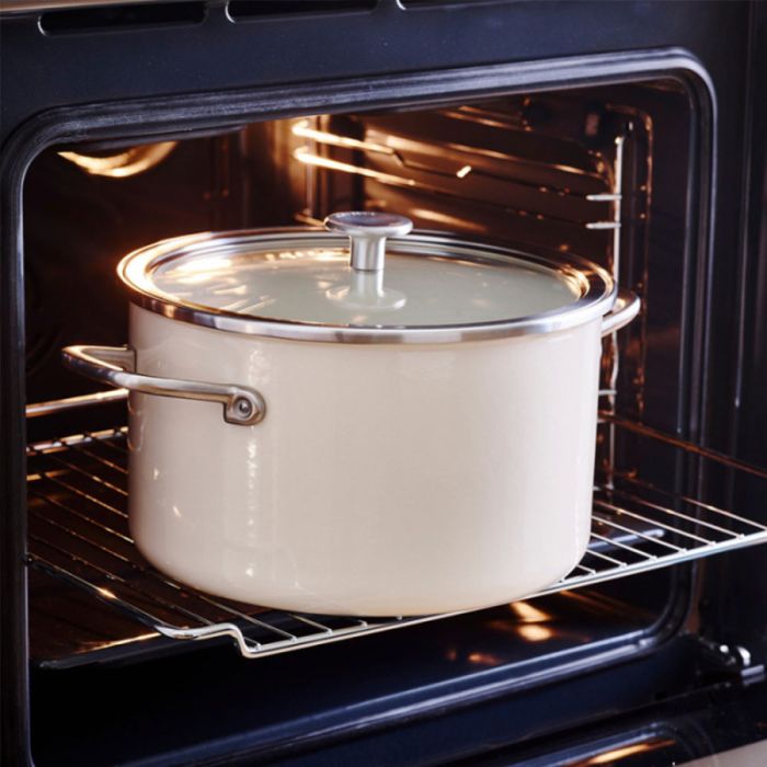 Каструля з кришкою KitchenAid Steel Core, 24 см, 6 л, мигдальний крем