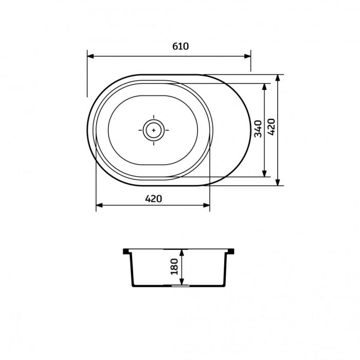 Кухонна мийка Adamant OVALE old stone 610x420x180 мм, з крилом