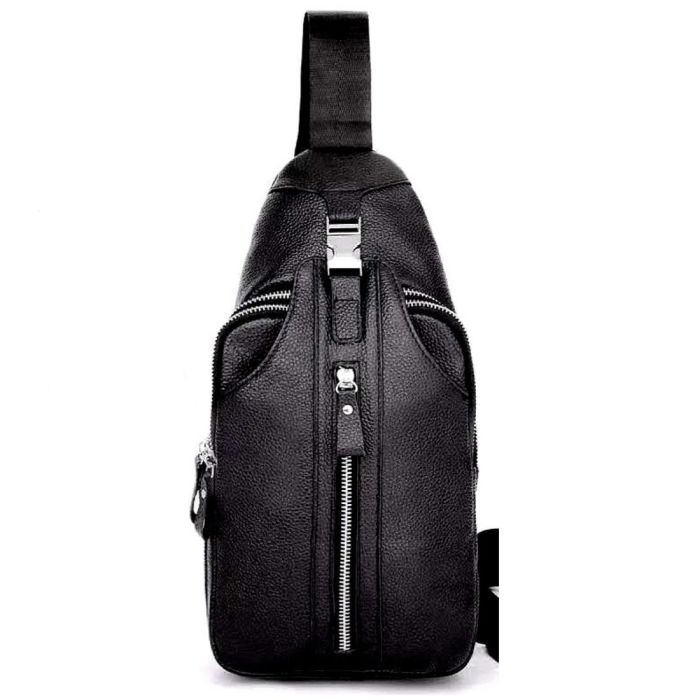 Сумка-слінг чорна шкіряна Tiding Bag F-A25F-5003A