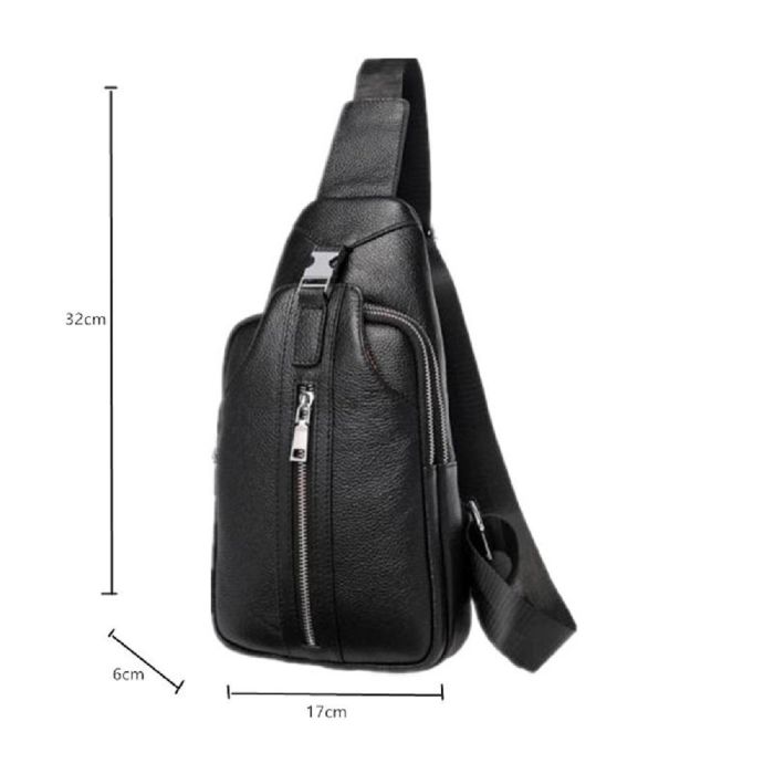 Сумка-слінг чорна шкіряна Tiding Bag F-A25F-5003A