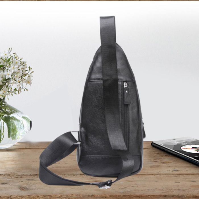 Сумка-слінг чорна шкіряна Tiding Bag F-A25F-5003A