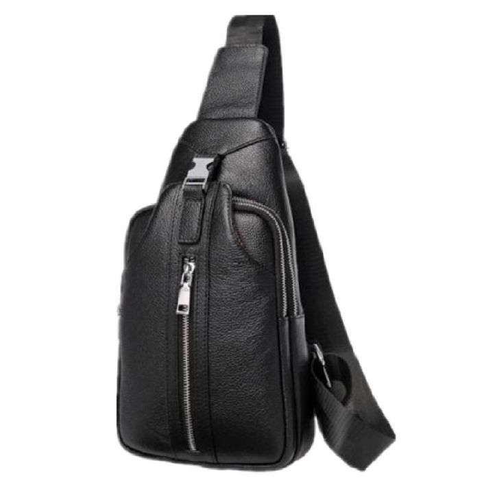 Сумка-слінг чорна шкіряна Tiding Bag F-A25F-5003A