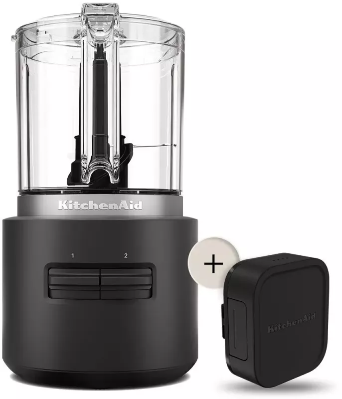 Кухонний мінікомбайн KitchenAid Go 5KFCR531BM 12V, бездротовий зі знімною батареєю, з акумулятором,  чорний