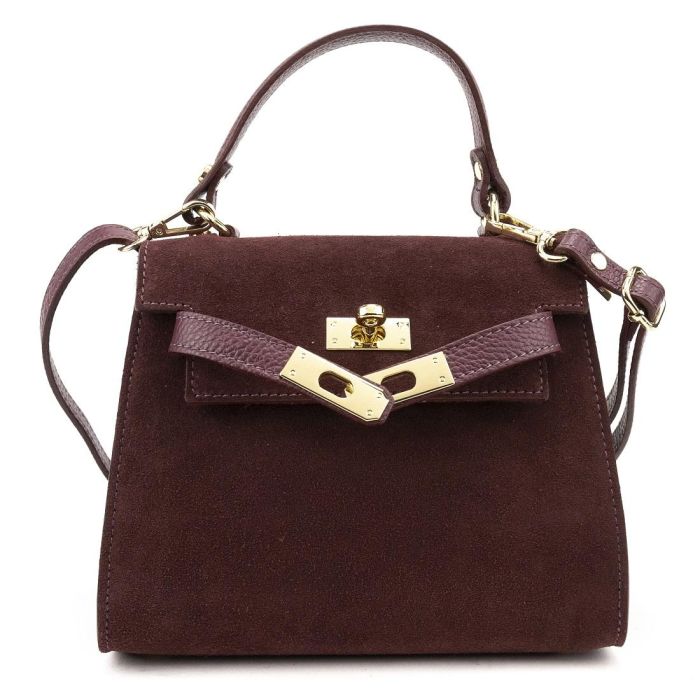 Невелика класична замшева сумочка Firenze Italy F-IT-98667BO бордо