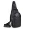 Шкіряний чорний слінг на два відділи Tiding Bag FL-A25F-8803A