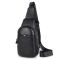 Шкіряний чорний слінг на два відділи Tiding Bag FL-A25F-8803A