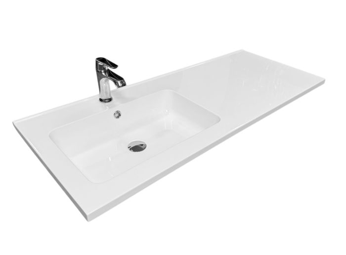 Умивальник накладний Adamant Flat White 120 L штучний камінь 1200x478x140мм