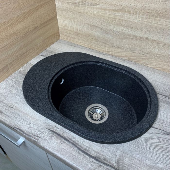 Кухонная мойка Adamant OVALE графит 610x420x180 мм, с крылом