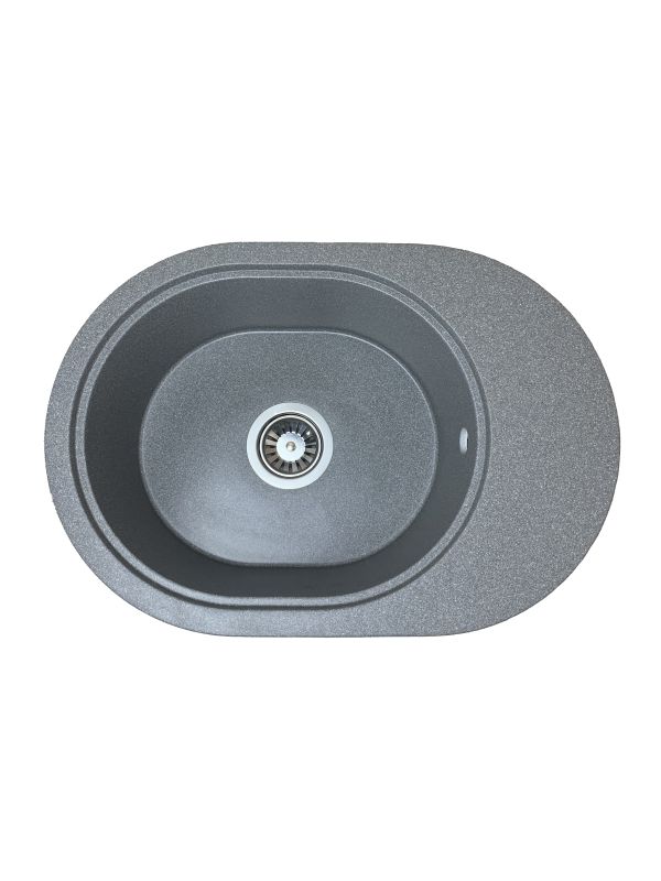 Кухонна мийка Adamant OVALE сіра 610x420x180 мм, з крилом