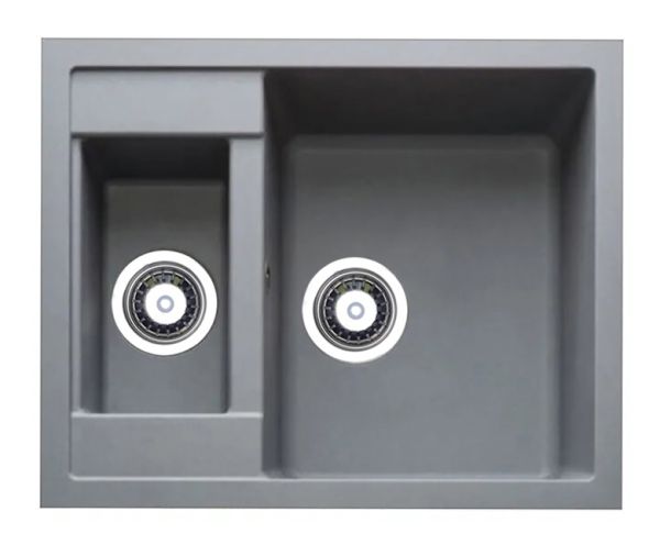 Кухонна мийка Adamant DUPLEX сіра 610x495x200 мм, з додатковою чашею