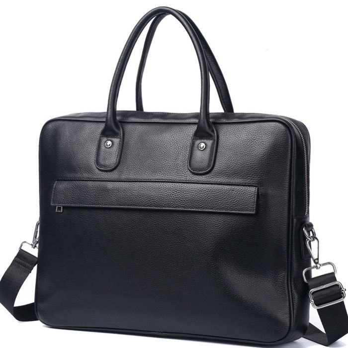 Шкіряна чоловіча сумка-портфель для ноутбука Tiding Bag M364A чорна