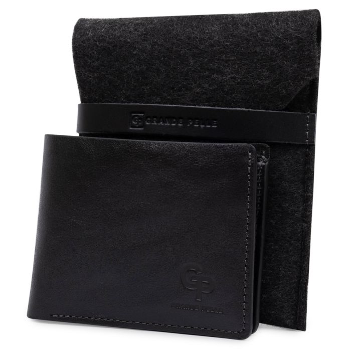 Шкіряне чоловіче глянсове портмоне Grande Pelle 11554 чорний