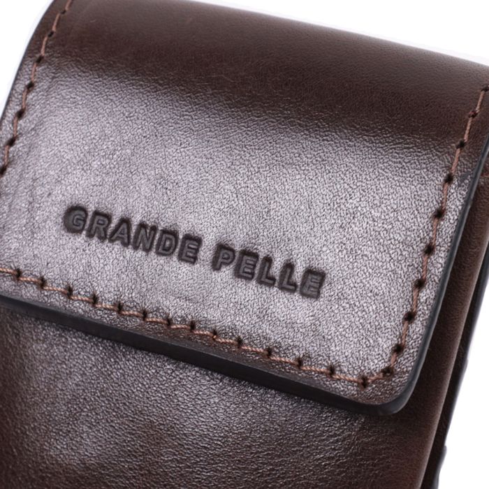 Оригінальна ключниця у вигляді футляра з натуральної шкіри GRANDE PELLE 22570 коричнева