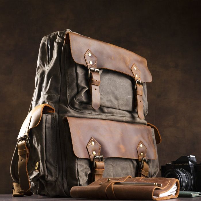Туристичний рюкзак canvas 20107 Vintage болотяний