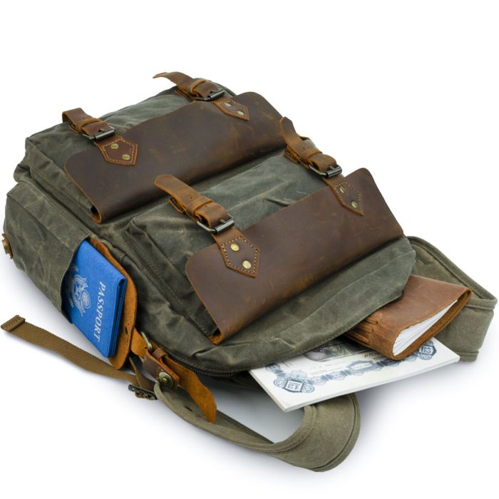 Туристичний рюкзак canvas 20107 Vintage болотяний