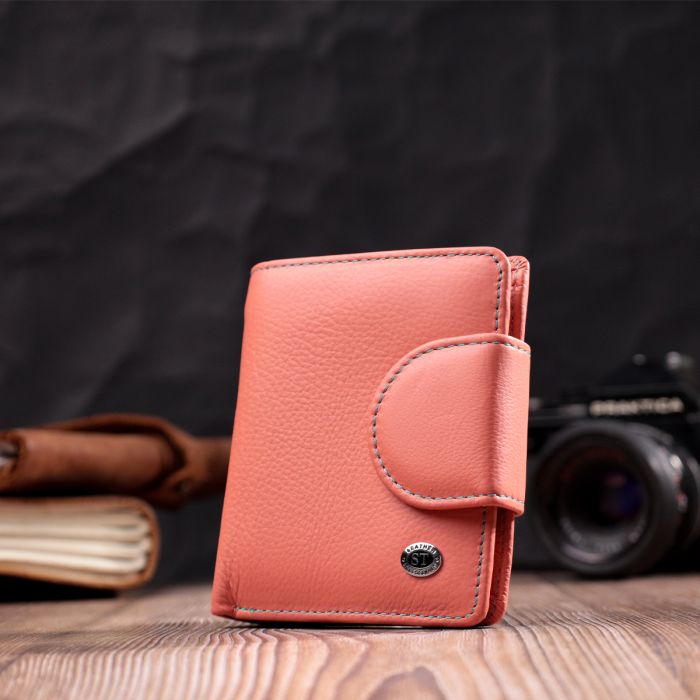 Стильний шкіряний гаманець з монетницею зовні ST Leather 19458 помаранчевий