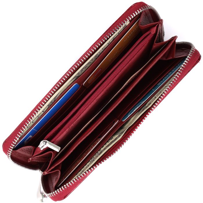 Жіночий гаманець лакований на блискавці з натуральної шкіри ST Leather 22677 червоний