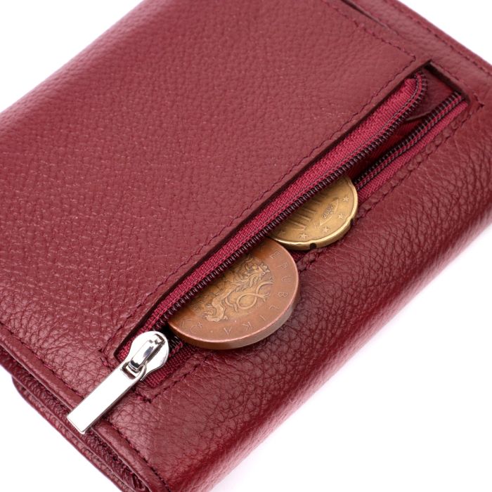Шкіряний жіночий гаманець з монетницею ST Leather 19492 бордовий
