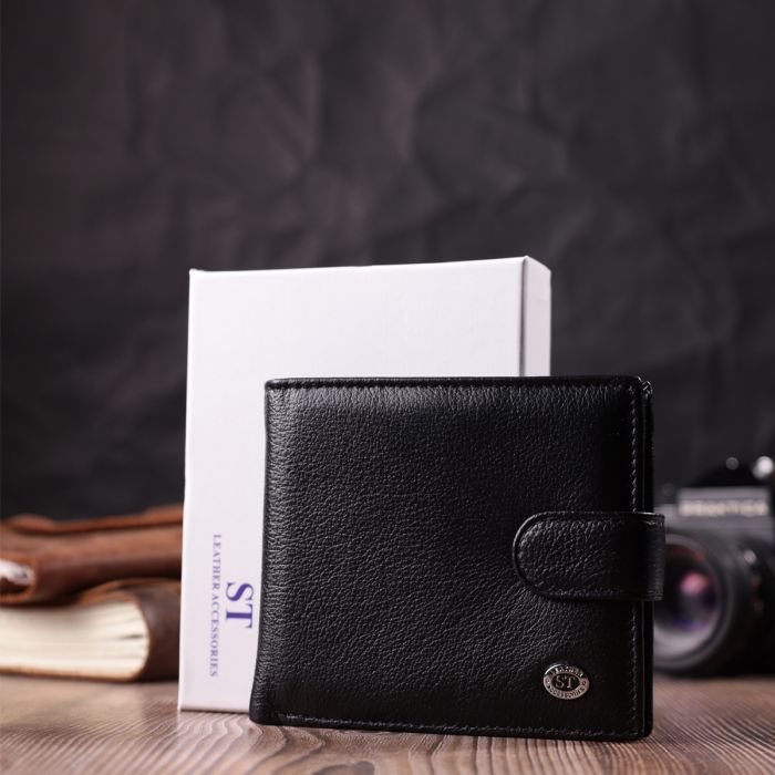 Чоловічий трендовий гаманець із натуральної шкіри ST Leather 22553 чорний