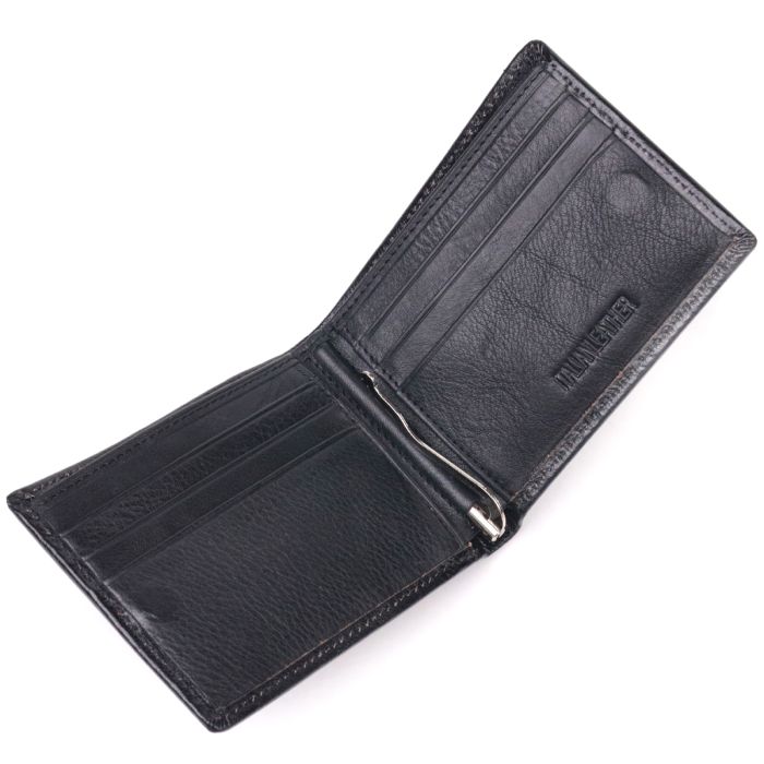 Компактный зажим для денег из натуральной гладкой кожи ST Leather 19416 черный