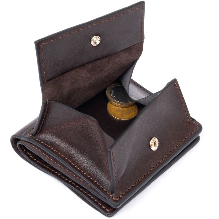 Вертикальне глянсове портмоне з накладною монетницею Grande Pelle 11330