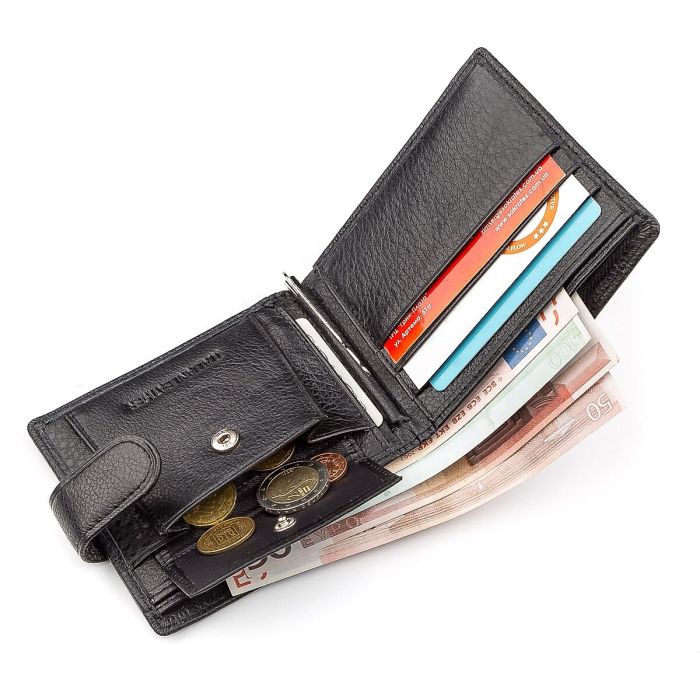 Мужской кошелек ST Leather 18309 (ST113 - 1) с зажимом для денег черный