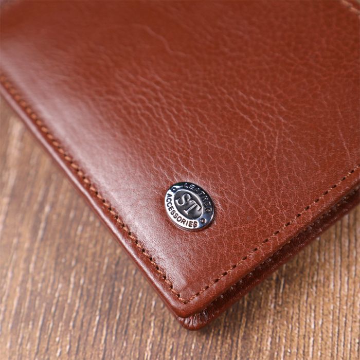 Зручний затискач для грошей із натуральної гладкої шкіри ST Leather 19427 коричневий